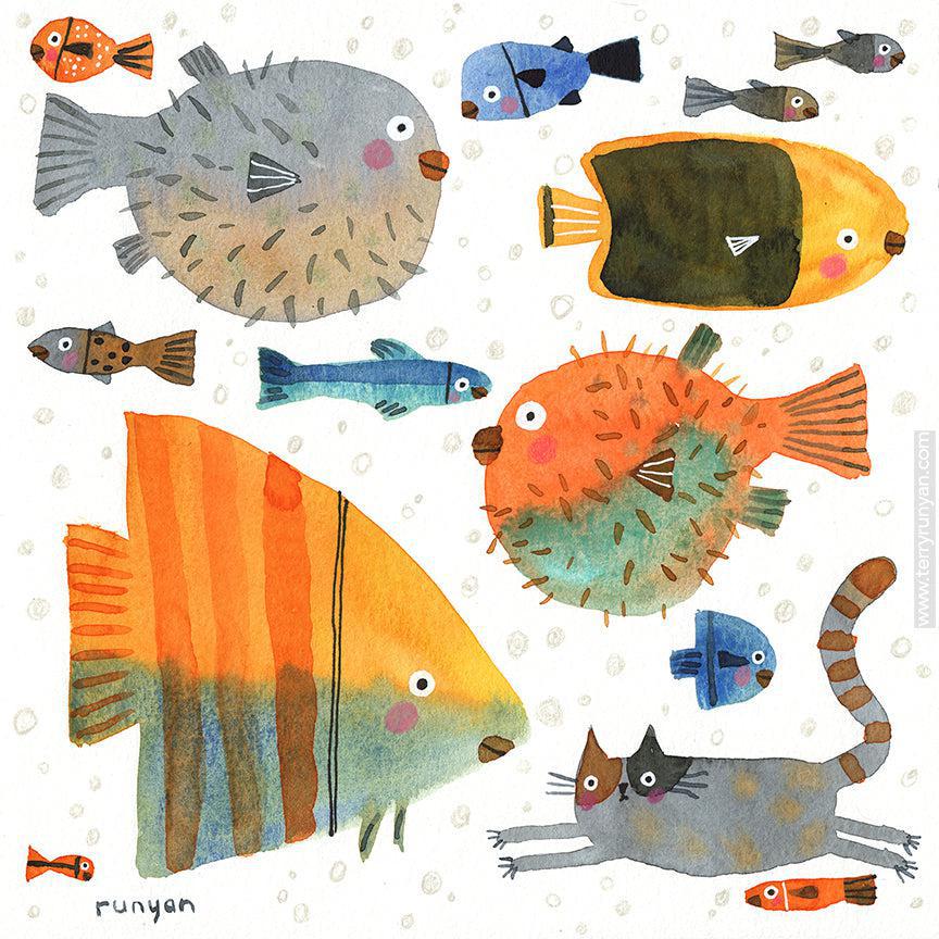 Puffer Fish Friends!-Terry Runyan Creative