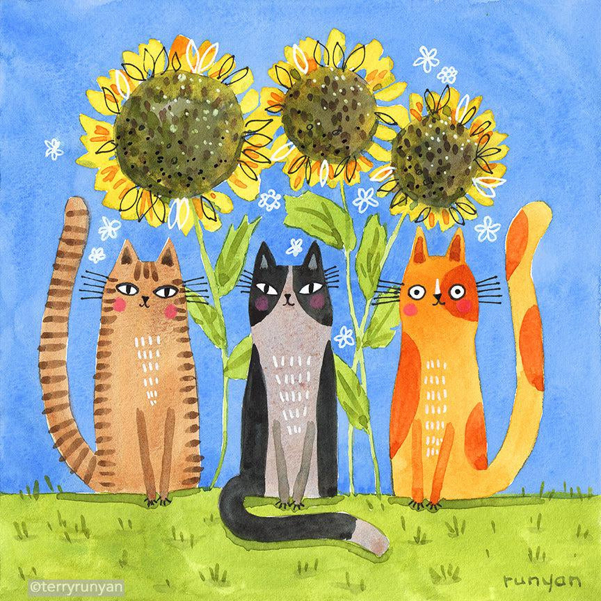 Sunflower Cats!-Terry Runyan Creative