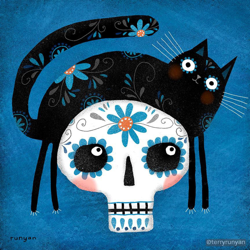 Sugar Skull Hat! Happy #catonheadwednesday! 💀-Terry Runyan Creative