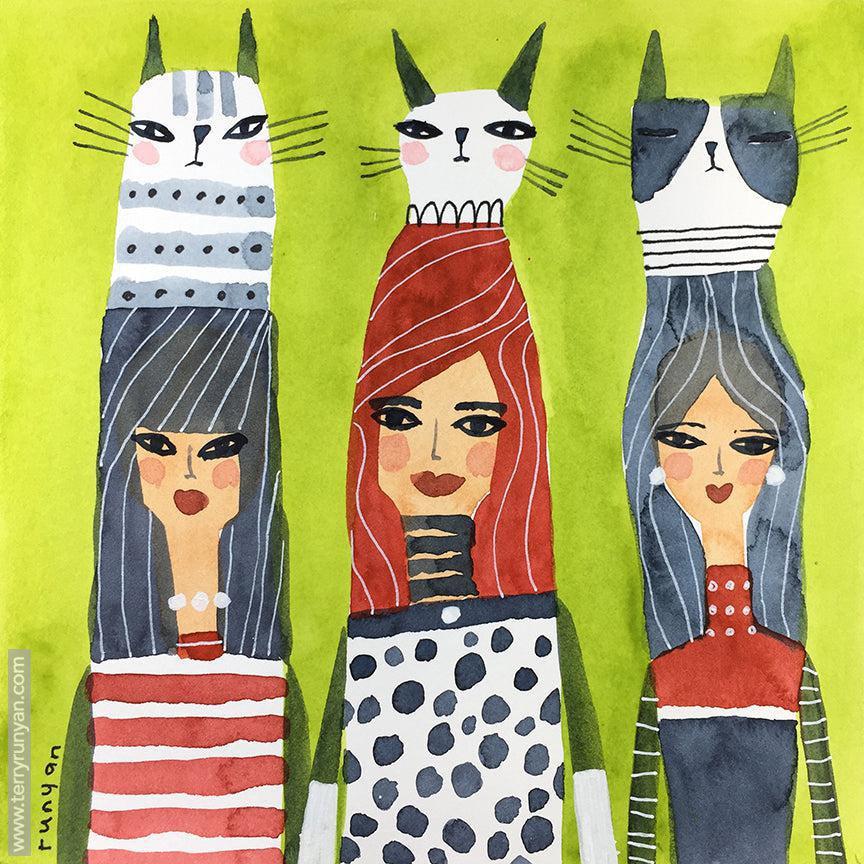 Triple Cat on Head!-Terry Runyan Creative