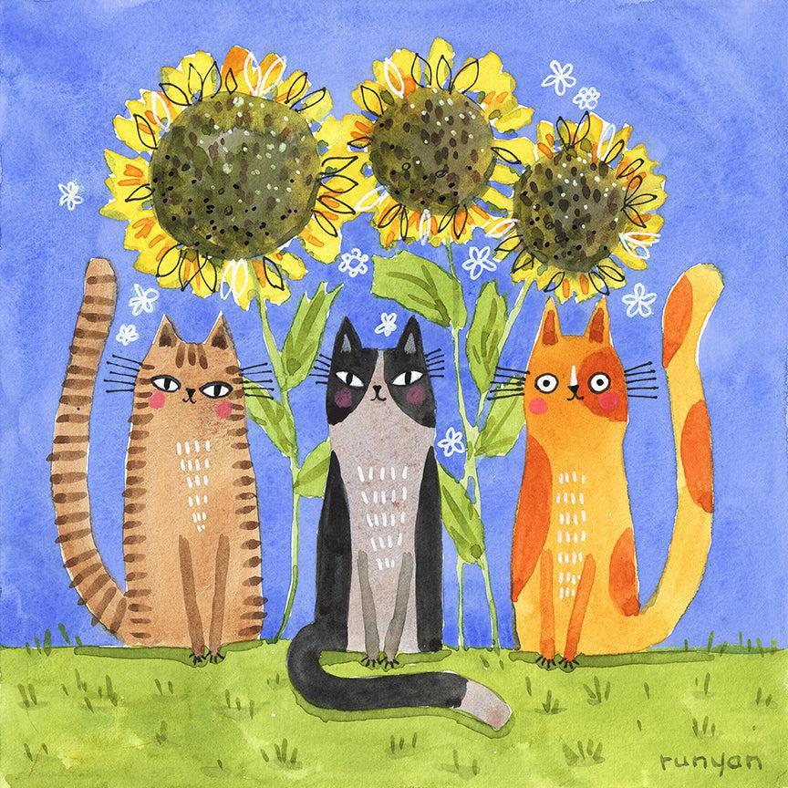 Sunflower Cats!-Terry Runyan Creative