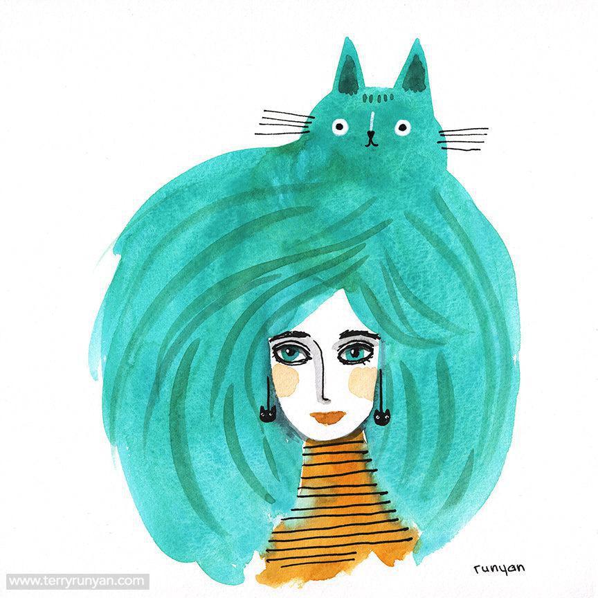 Teal Cat Hat!-Terry Runyan Creative