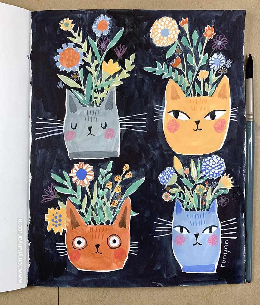 Caturday Flower Pots-Terry Runyan Creative