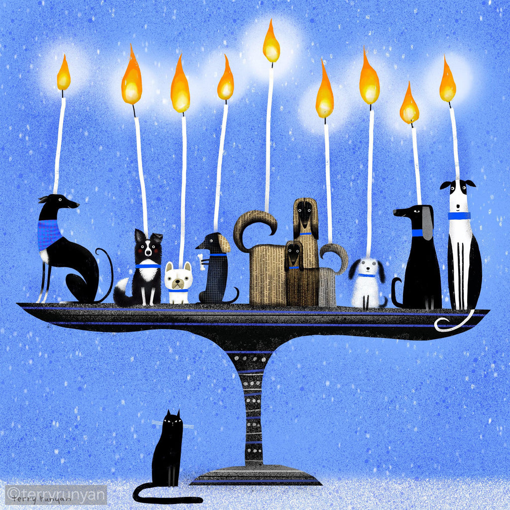 MENORAH PUPS Art Print-art print-Terry Runyan Creative-Terry Runyan Creative