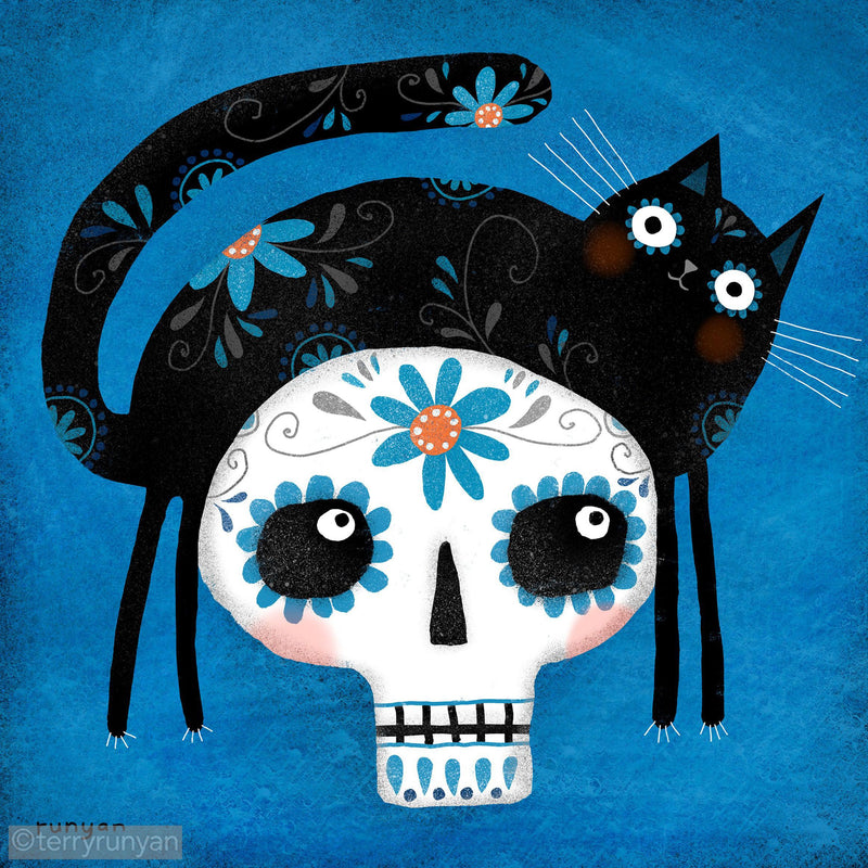 SUGAR SKULL HAT-Art Print-Terry Runyan Creative-Terry Runyan Creative