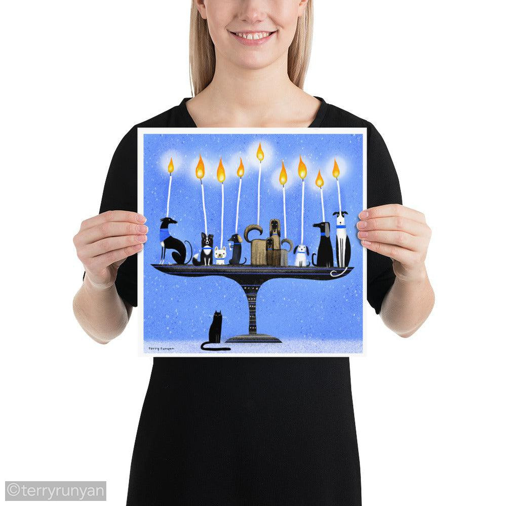 MENORAH PUPS Art Print-art print-Terry Runyan Creative-Terry Runyan Creative