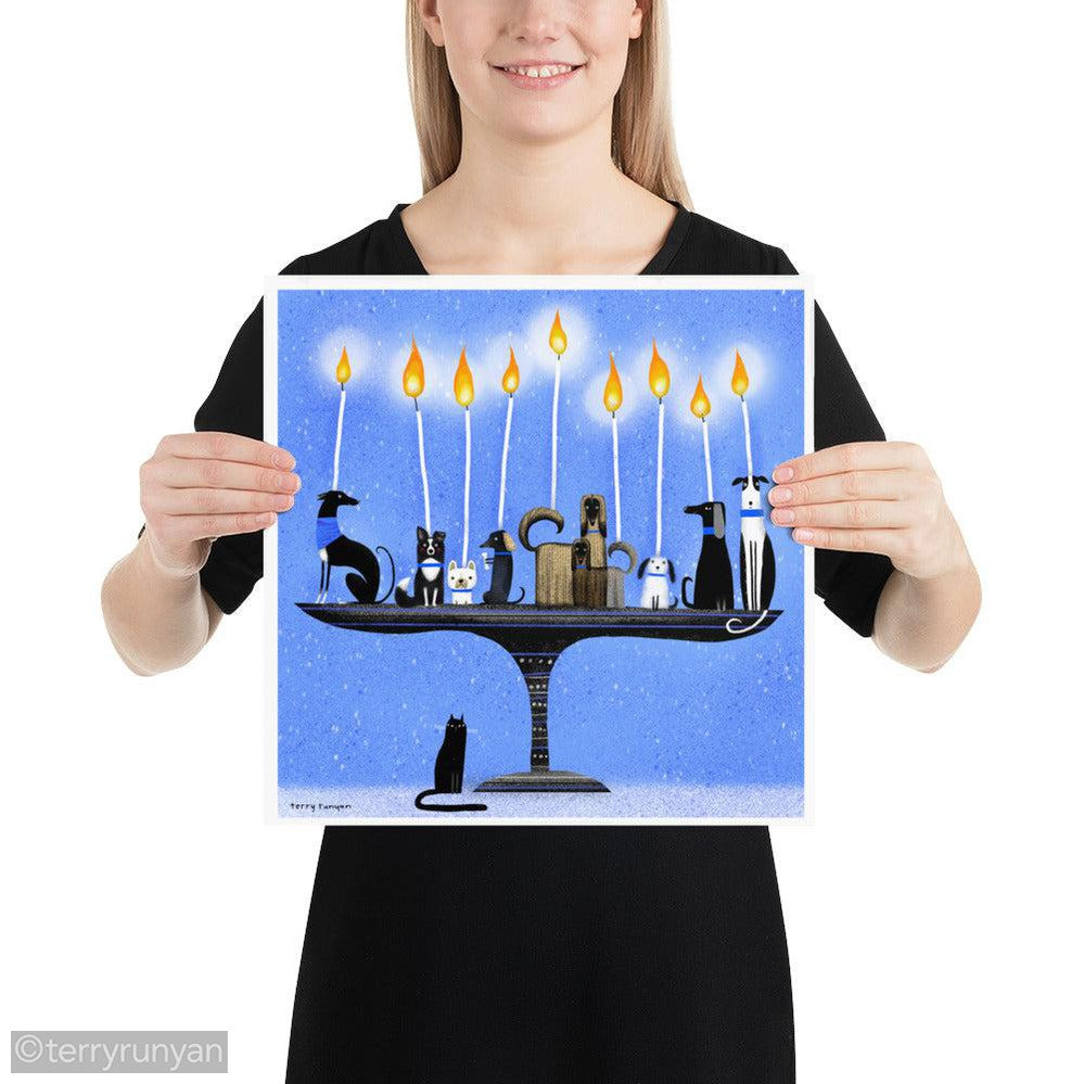 MENORAH PUPS Art Print-art print-Terry Runyan Creative-Terry Runyan Creative