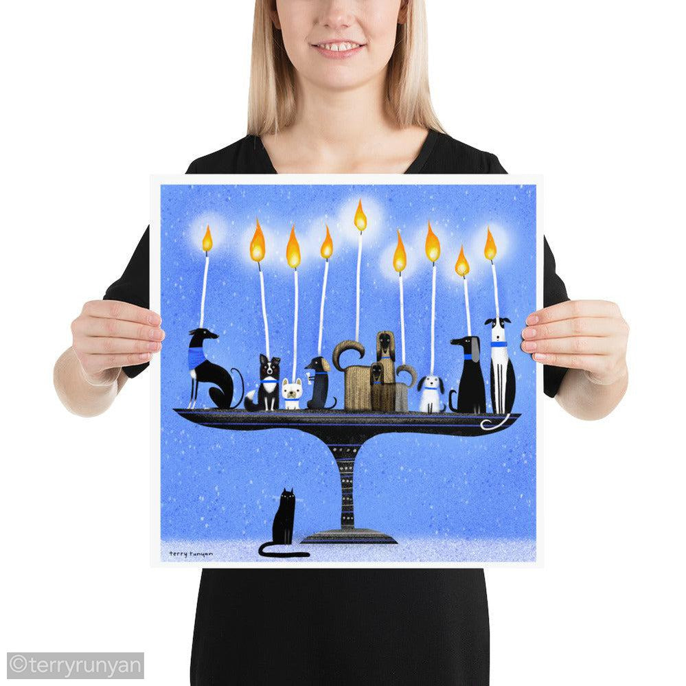 MENORAH PUPS Art Print-art print-Terry Runyan Creative-Terry Runyan Creative