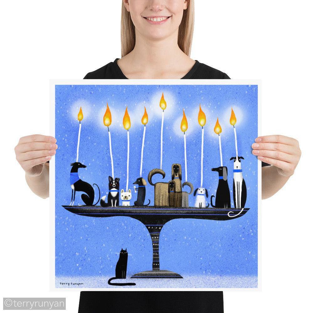 MENORAH PUPS Art Print-art print-Terry Runyan Creative-Terry Runyan Creative